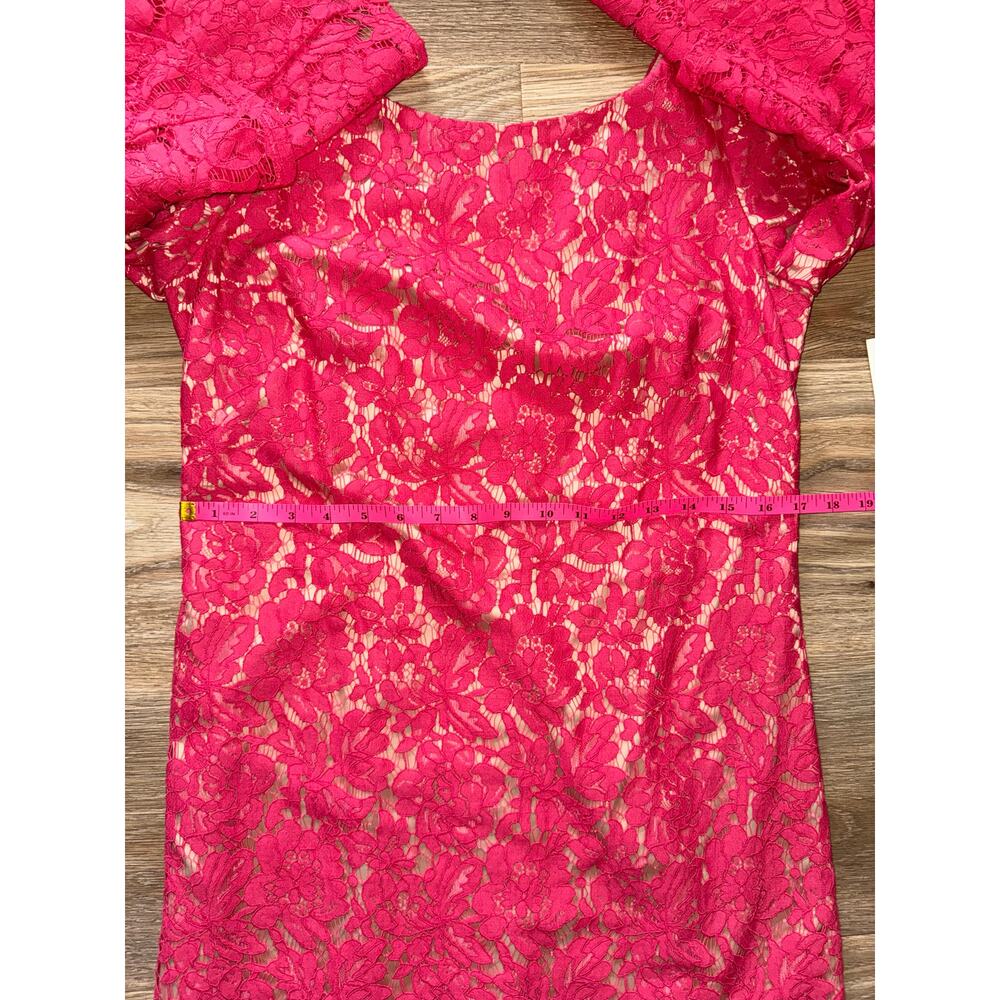 ELIZA J Coral Lace Overlay Bell Sleeve Dress - size 8 - OE - Picture 8 of 12